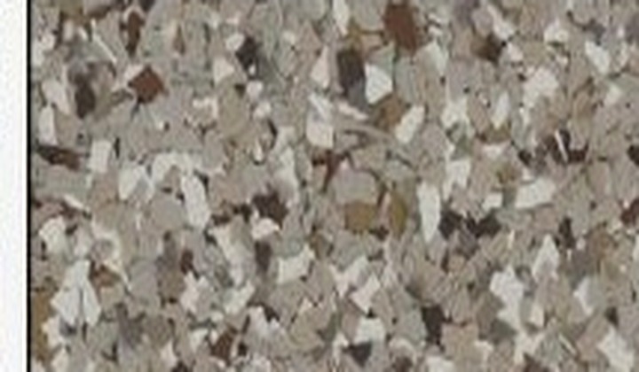 Creekbed decorative flake floor coating sample